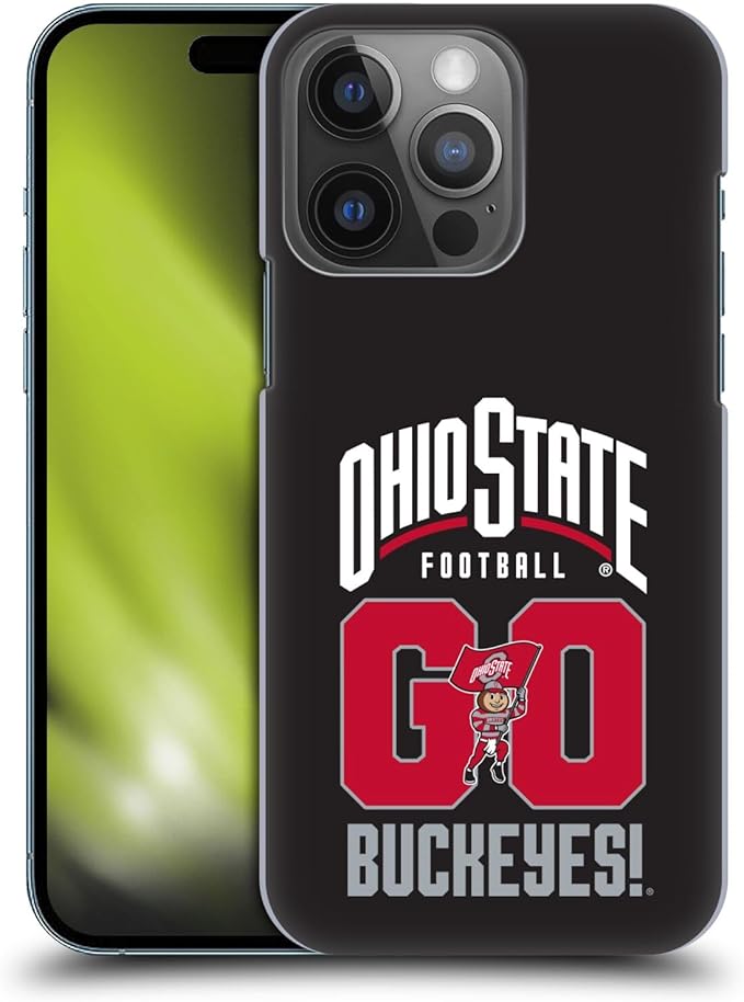 Head Case Designs Officially Licensed Ohio State University Go Buckeyes Football Graphics Hard Back Case Compatible with Apple iPhone 14 Pro