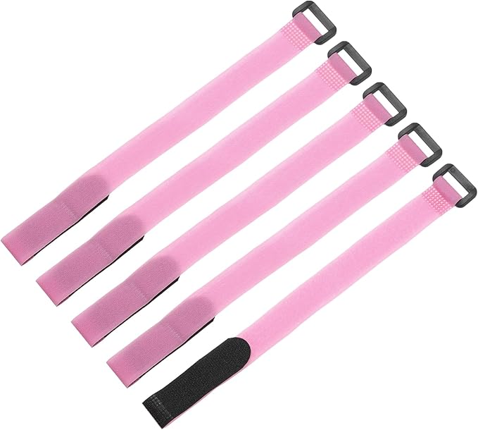 MECCANIXITY 5Pcs Reusable Battery Tie Down Straps,0.8x12" Pink Nylon Multipurpose Battery Hold Down Adjustable Cinch Strap Hook Loop Fastening Tie for Quadcopters FPV RC Drone Boat Car
