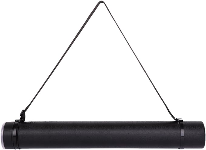 TRANSON Durable Poster Storage Tube with Straps 24"-40" Extendable for Blueprints, Artwork, Maps, Posters Color Black
