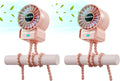 2 Pack Multifunctional Portable Stroller Fan 4 Speed 6600rpm High Speed Usb Rechargeable Personal Mini Handheld Fan Extended Tripod For Desktop Winding Kids Bed Treadmill Bike Golf Cart Outdoor Travel