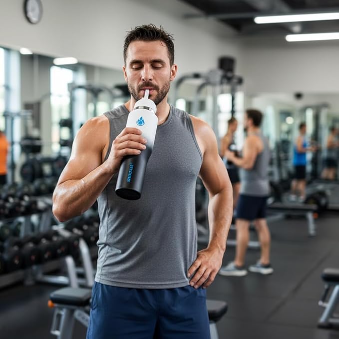 SENDESTAR Water Bottle,Wide Mouth Stainless Steel Vacuum Insulated Double Wall Keep Liquids Cold or Hot All Day,Sweat Proof Sport Design,Fit Car Cup Holder,White Black Gradient,40 Ounces