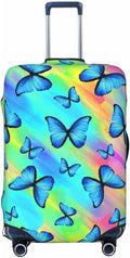 Butterfly Print Elastic Luggage Cover, Colorful Rainbow Suitcase Protector For Travel (Fits 18-21 Inch Luggage)