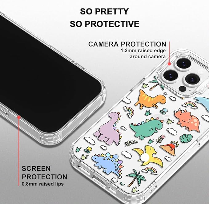 MOSNOVO for iPhone 13 Pro Case | Military Grade 6.6ft Drop Tested | Clear with Dinosaur Land Design