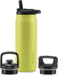 ZULU Base 32oz Stainless Steel Water Bottle with 3 Lids- Straw, Chug, Twist | Double Walled and Vacuum Insulated Metal Thermos | For Gym, Outdoor | Built in Carry Loop, Dishwasher Safe, Guac