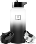IRON °FLASK Camping & Hiking Hydration Flask with Straw, Wide Mouth Insulated Stainless Steel Sports Water Bottle - 32 oz Day & Night