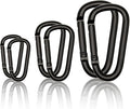 Black Carabiner Clip, Includes Mini 2 Inch Carbineers, Small 2.3" D Ring Clip, Large 3 Inch Carabiner Heavy Duty, Aluminum Caribiner Keychain Hook for Backpack Hiking Camping
