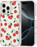 MOSNOVO Case for iPhone 16 Pro Max, [Buffertech 6.6ft Military-Grade Drop Protection] [Anti Peel Off Tech] Clear TPU Bumper Phone Case Cover Design - Cute Cherry