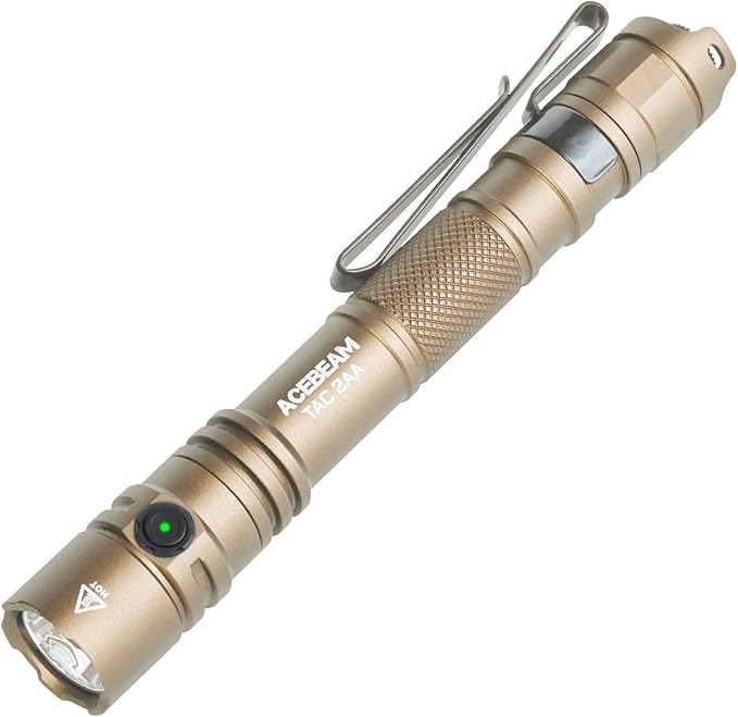 ACEBEAM TAC 2AA EDC Tactical Dual Modes Flashlight Rechargeable, 1470 High Lumens Flashlight, Dual Switch Pocket LED Flashlight, Super Bright Small Flash Light for Emergency, Camping, Home(CREE XP-LR)