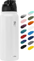 Fanhaw 20 oz Insulated Stainless Steel Water Bottle with Anti-Dust Chug Lid, Leakproof Vacuum Metal Bottle for Kids, Women & Men (White)
