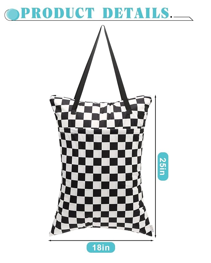 ALVA ALVABABY 2 Pack Large Wet Dry Bag Waterproof Hanging Cloth Diaper with Double Zippered Pockets 25x18 inches Laundry Bag 2HL01