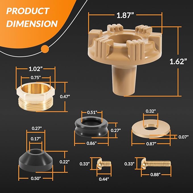 RK-14MH Repair Kit Metal Handle Replacement for Woodford Model 14 & Model 18 Outdoor Faucets (7Pcs)