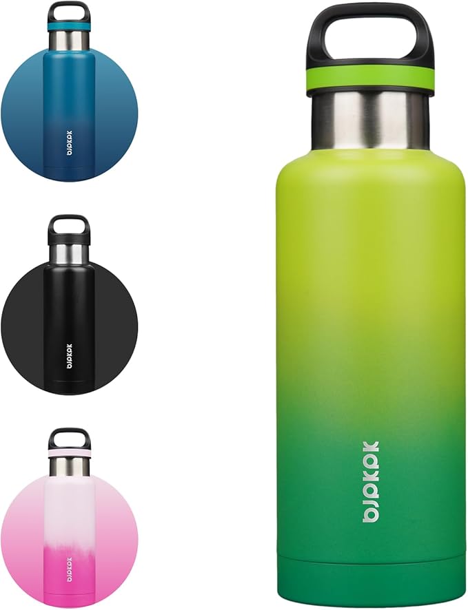 BJPKPK Insulated Water Bottle 32OZ Stainless Steel Water Bottle with Handle Double Walls Vacuum Insulated BPA Free Flask, Bamboo Grove