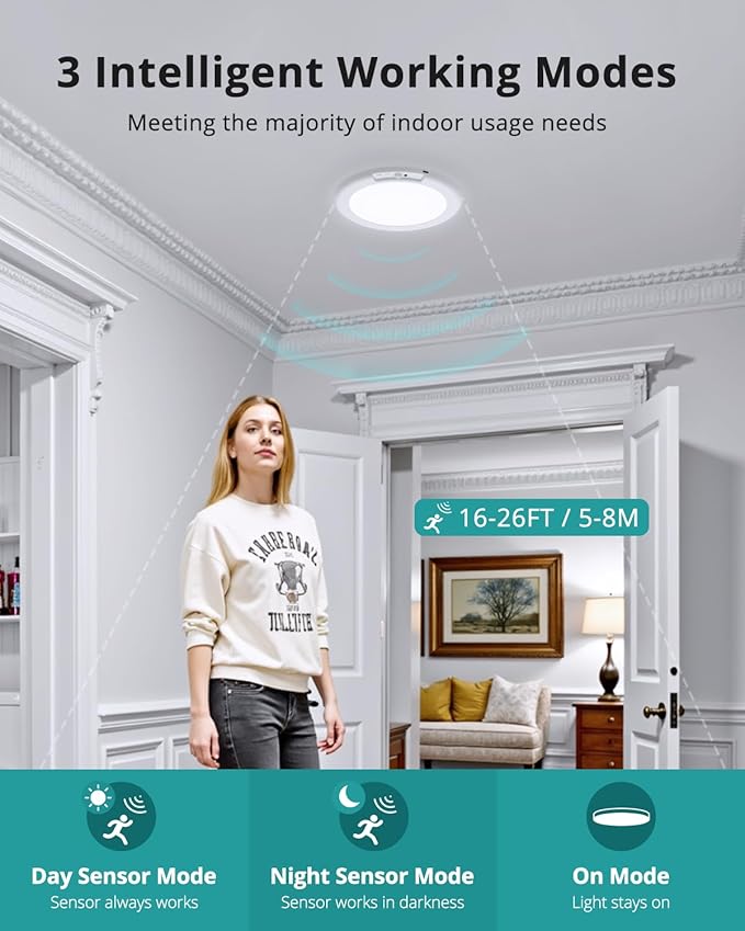 wowatt Battery Operated Ceiling Light Rechargeable Ceiling Lights with Remote Wireless Shower Lighting 3000K 4500K 6500K 7.48in Dimmable Timing Overhead Light for Closet Shower Living Room