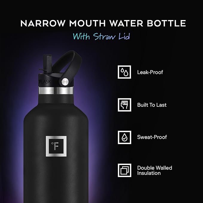 IRON °FLASK Camping & Hiking Hydration Flask with Straw, BPA-Free Insulated Stainless Steel Sports Water Bottle - 24 oz Sage