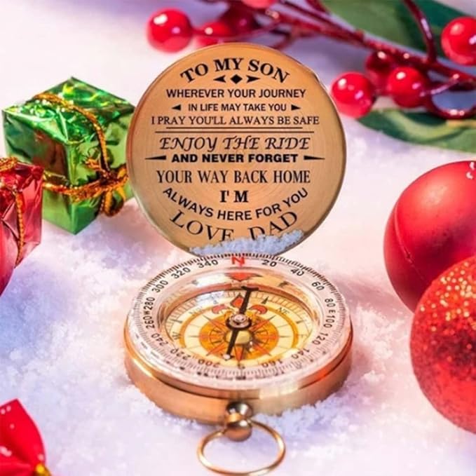 Luminous Compass Dad to Son Enjoy The Ride Compass Camping Outdoor Hiking Mountain Activities Portable Metal Compass Practical Riding Equipment Navigation Tool