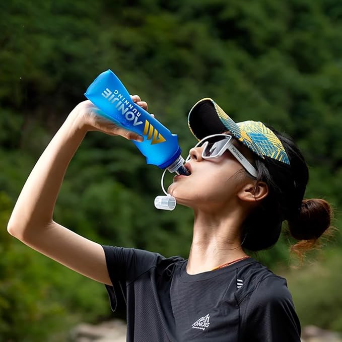 AONIJIE TPU Soft Flask Water Bottle Collapsible Running Flask for Hydration Pack, BPA Free, Wide Opening, for Outdoor Sports Hydration
