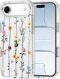 MOSNOVO for iPhone Air Case | Military Grade 6.6ft Drop Tested | Camera Control | Clear with Wildflowers Design