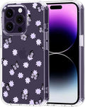MOSNOVO Case for iPhone 14 Pro, [Buffertech 6.6ft Military-Grade Drop Protection] [Anti Peel Off Tech] Clear TPU Bumper Phone Case Cover Design - Lilac Butterfly