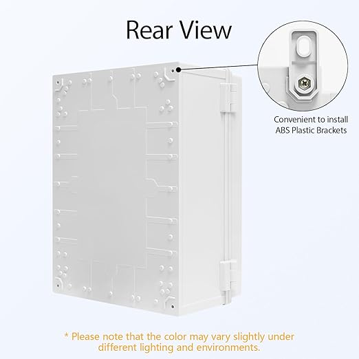 Electrical Box, IP65 Waterproof Dustproof ABS Plastic Enclosure, Outdoor and Indoor Project Box Hinged Cover with Mounting Plate Wall Brackets, Outer Dimension 15.7"x 11.8" x 7.1", Grey