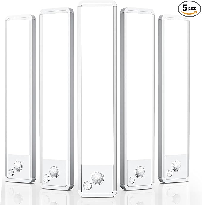 Under Cabinet Motion Sensor Lighting: Dimmable Rechargeable Lights Indoor - Battery Operated Lights - Undercabinet Wireless Closet Light Magnetic Led Light for Kitchen Home Bathroom Counter 5 Pack