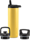 ZULU Base 24oz Stainless Steel Water Bottle with 3 Lids- Straw, Chug, Twist | Double Walled and Vacuum Insulated Metal Thermos | Fits Car Cupholder, Built in Carry Loop, Dishwasher Safe, Vitamin C