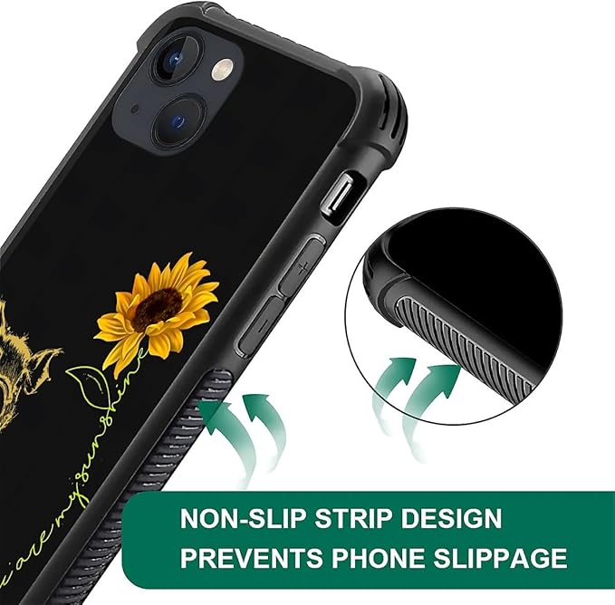 for iPhone 14 Case, Pig Sunflower Yellow Sunshine Pattern Graphic Design Girl Boy Soft Silicone Hard Acrylic Shock Protection for iPhone 14