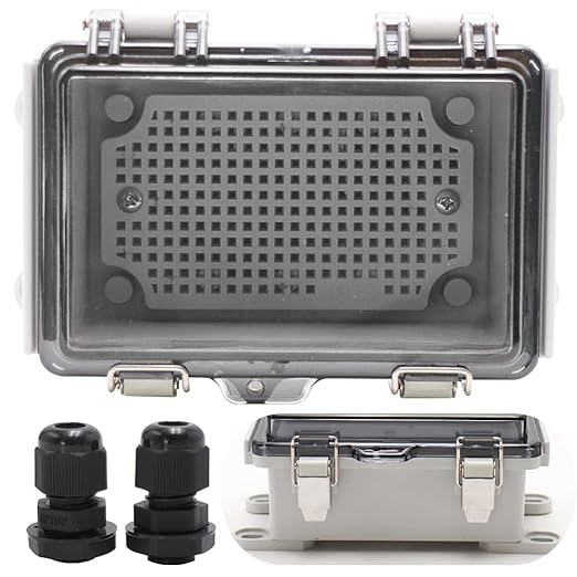 MAKERELE ABS Plastic Small Outdoor Waterproof Box Clear Hinged Shell Outdoor Universal Project Enclosure with Transparent Cover 5.9×3.9×2.8 inch(150×100×70mm)