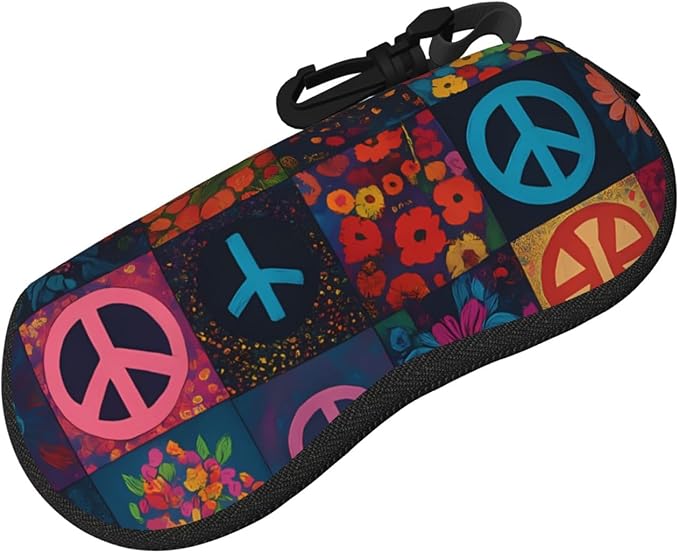 Watercolor Orca Whale Glasses Case Neoprene Portable Zipper Eyeglass Bag With Hook