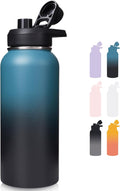 Fijinhom 32 oz Insulated Water Bottle with Handle, 304 Stainless Steel Water Bottles with Wide Mouth, Double Wall Vacuum Sports Water Bottle, BPA Free, Keep Cold and Hot, Blue&Black