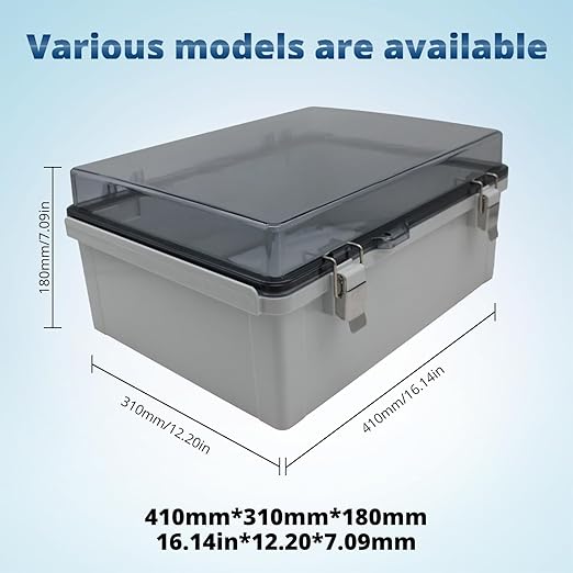 MAKERELE Extra Large Outdoor Electrical Enclosure Boxes Waterproof IP67 Junction Box and 3/4" NPT*2 Enclosure with Mounting Plate Suitable for Various Projects(16.1"*12.2"*7.1")