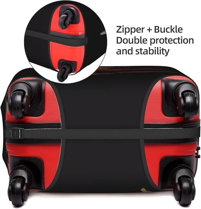 World Map Luggage Cover for Suitcase and Luggage Tag Combination, Elastic Washable Anti-Scratch Protector, Travel Birthday Gift for Men Women (XL 29-32 Inch Luggage)