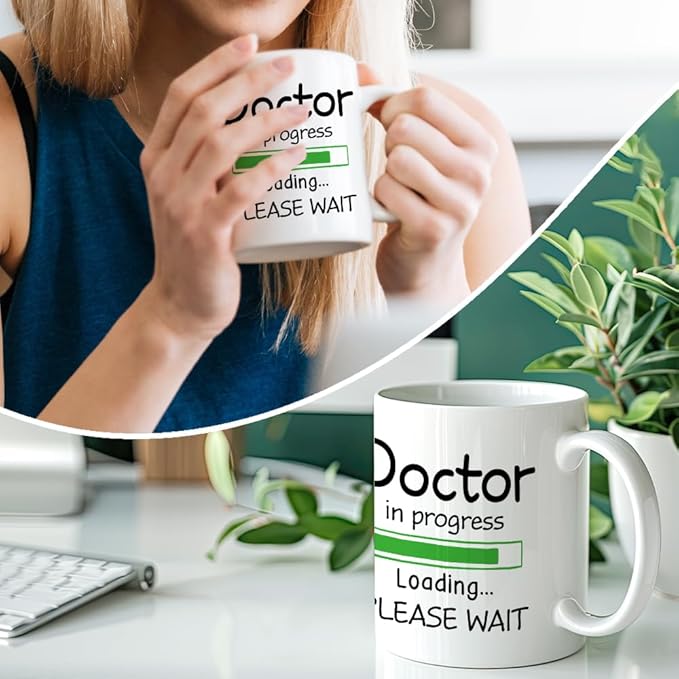 RZHV Doctor In Progress, Loading, Please Wait Coffee Mug, Funny Phd Student Mug, Graduation Gifts for Future Phd Md Medical Student, Inspirational Birthday Gifts for Coworker Friend Family Men Women