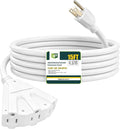 EP 15 Ft Outdoor Extension Cord with 3 Electrical Power Outlets - 16/3 SJTW White Cable with 3 Prong Grounded Plug for Safety Great for Christmas Lights, Garden and Major Appliances