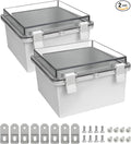 ABS Plastic Dustproof Waterproof IP65 Junction Box Hinged Shell Universal Electrical Project Enclosure Gray, with PC Transparent Clear Cover 5.9 x 5.9 x 3.5inch(150 x150 x90mm), 2 Pack