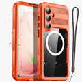 AICase Waterproof Case for Samsung Galaxy S26 Plus with MagSafe Clear Water Proof Snowproof/Dustproof/Shockproof,IP68 360 Full Body Protection Fully Sealed Underwater Cover for Galaxy S26 Plus_Orange
