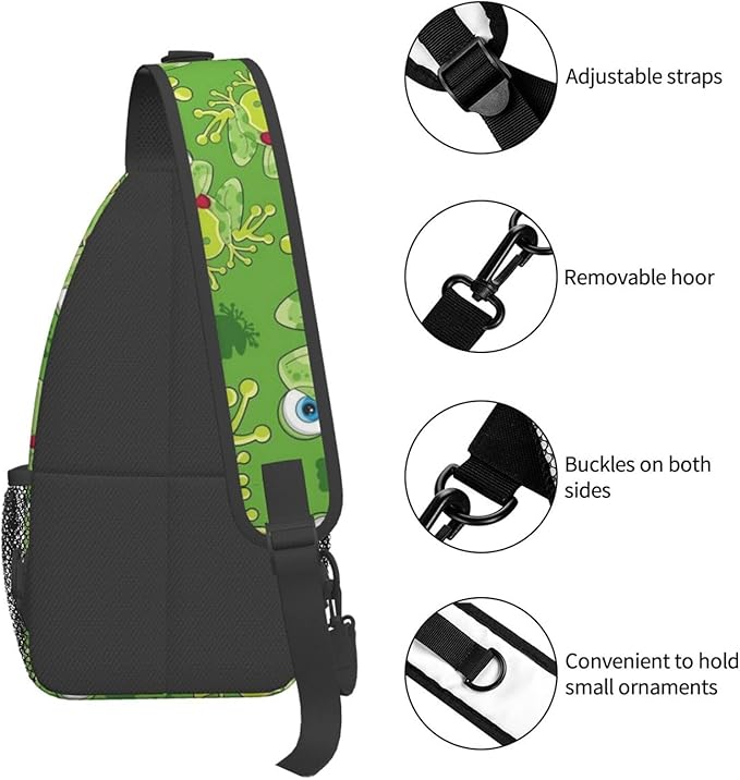 Cute Frog Sling Bag For Women & Men - Fashion Cartoon Frogs Backpack, Crossbody & Shoulder Bag - Travel & Hiking Daypack