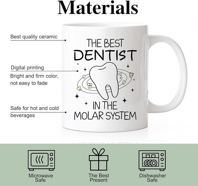 RZHV The Best Dentist, In The Molar System Funny Coffee Mug, Thank You Present for Dentists Nurses Dental Assistants Hygienist, Graduation Gifts for Dental School Students, National Dentists Day Gifts