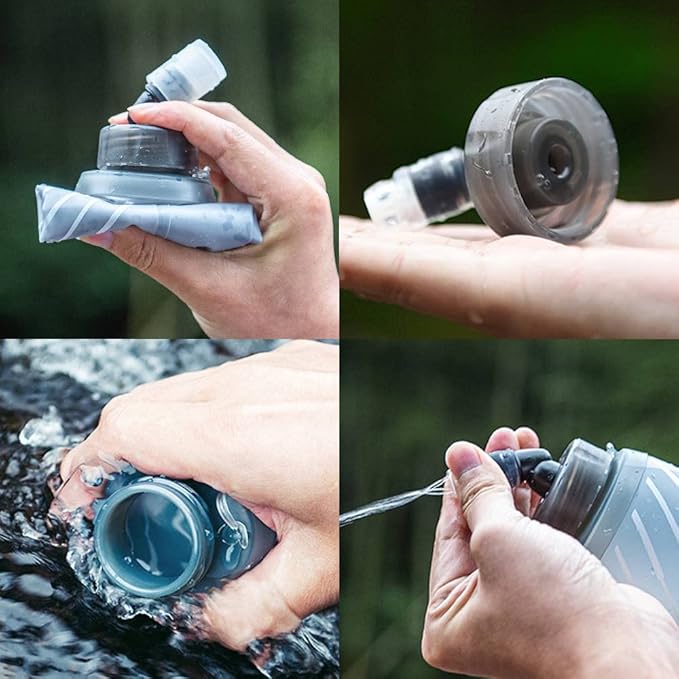 AONIJIE TPU Soft Flask Water Bottle Collapsible Running Flask for Hydration Pack, BPA Free, Wide Opening, for Outdoor Sports Hydration