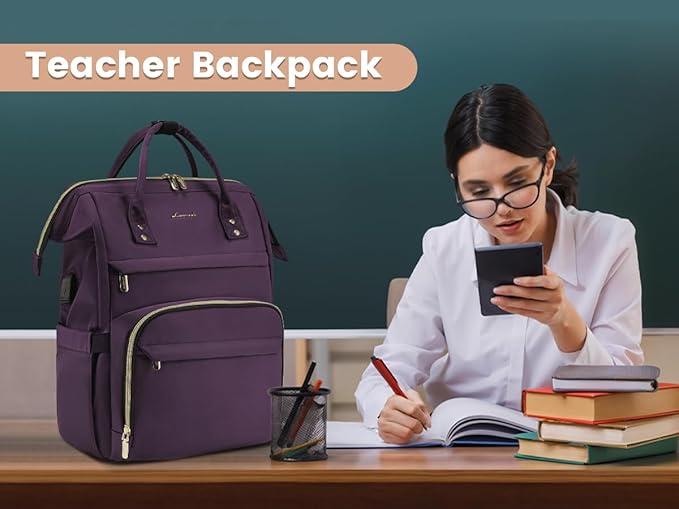 LOVEVOOK College Laptop Backpack, 15.6 Inch Travel Backpack for College, Waterproof Work Backpack Woman for Teacher Nurse Anti-theft Travel Back Pack, Gifts for Women,Dark Purple