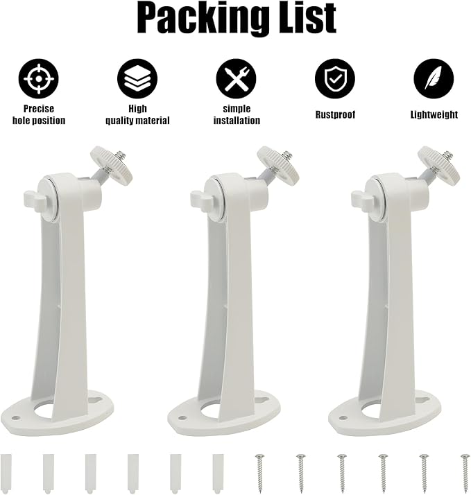 3PCS Extremely Long 6 in Camera Mount for eufy camera mount eufyCam 2C/2C Pro, 3C/S300, for SoloCam S220/C210, Adjustable Wall Mount Brackets Indoor/Outdoor, Aluminum Alloy Rust-Proof and Durable