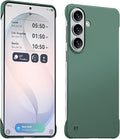 GRECAZO Slim Borderless for Samsung Galaxy S26 Plus Phone Case 6.7"(2026) Ultra-Thin Lightweight Frameless Matte Hard PC Cover Case with Pull Ring Minimalist Non Slip Rope-Dark Green