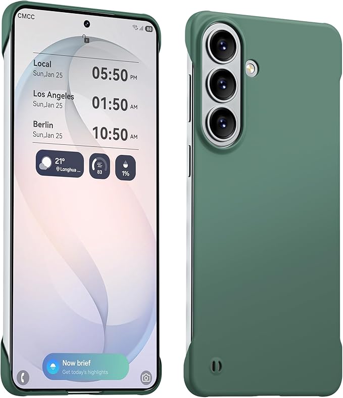 GRECAZO Slim Borderless for Samsung Galaxy S26 Plus Phone Case 6.7"(2026) Ultra-Thin Lightweight Frameless Matte Hard PC Cover Case with Pull Ring Minimalist Non Slip Rope-Dark Green