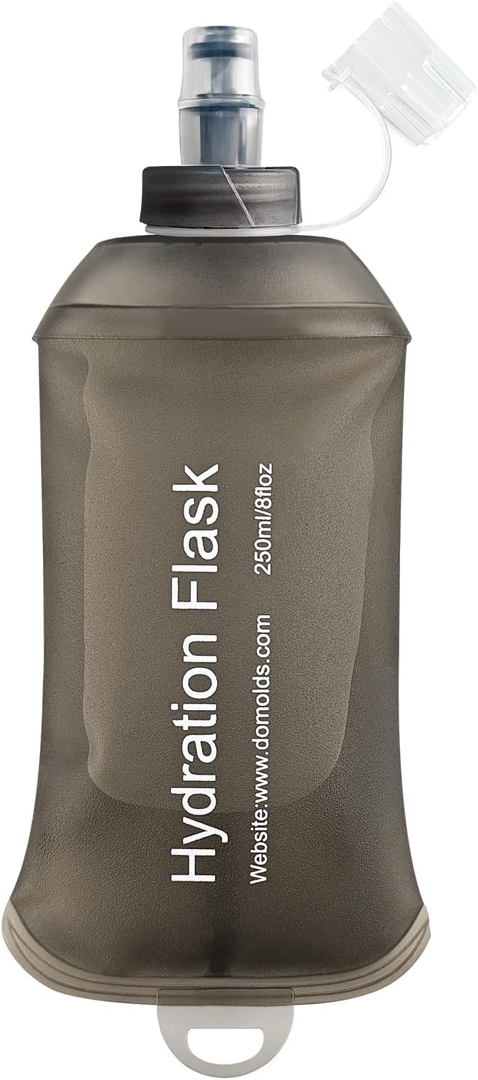 250ml Soft Flask Soft Water Bottle for Running, Hiking, Travelling, Cycling and Climbing - TPU Material - Grey