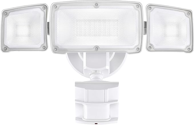 40W LED Security Lights Motion Sensor Light Outdoor, 180 Degree, 4000LM, 5000K, ETL Water Resistant, 3 Head Motion Detected Flood Light for Garage, Yard, Porch (White)