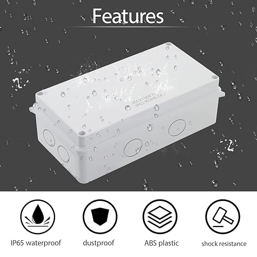 LeMotech Junction Box, Electrical Box IP65 Water Resistant Dustproof ABS Plastic Project Enclosure for Electronics White 7.9 x 3.9 x 2.8 inch