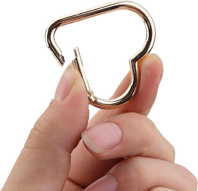 16-Pack Gold Heart Carabiner Clips, Cute Keychain Accessories for Backpacks & Hiking Gear, Aluminum Alloy Spring Snap Hook(Lightweight, Bulk Value Set)