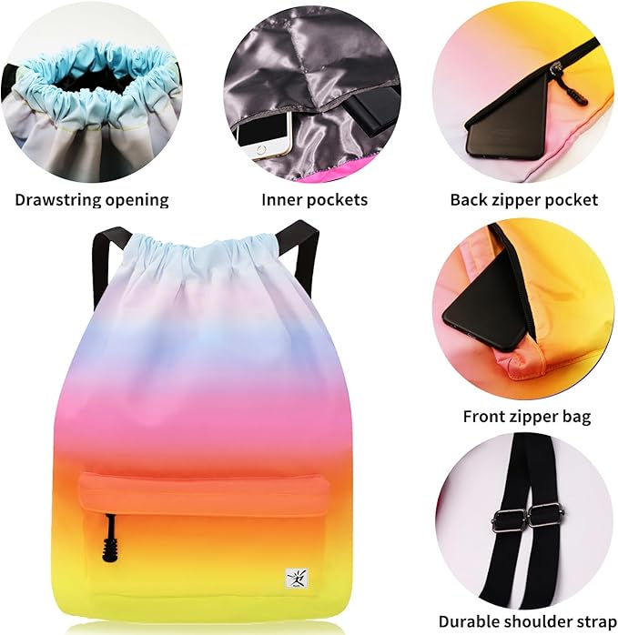 Waterproof Drawstring Bag, Gym Bag Sackpack Sports Beach Backpack for Men Women