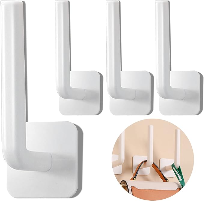 4Pcs Wall Hooks，Multi-Purpose Wall Hangers for Hanging Coats, 3M Heavy Duty Self Adhesive Hooks for Bedroom Bathroom Kitchen Office Hanging