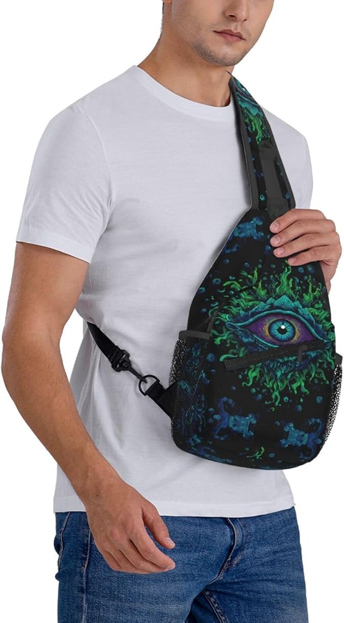 Psychadelic Trippy Art Sling Bag Crossbody Travel Hiking Chest Backpack Shoulder Daypack For Women Men