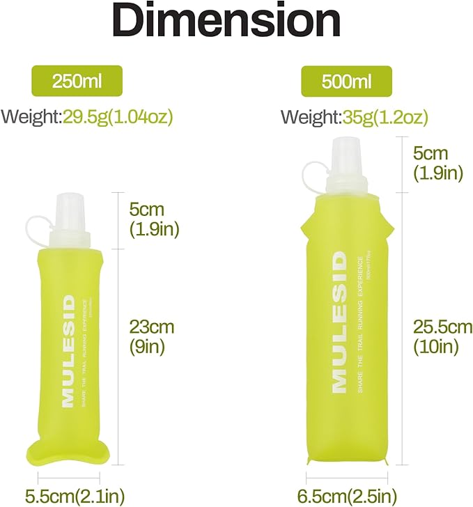 Soft Flask Running Bottles Collapsible Water Bottle Foldable for Traveling Running Vest Collapse Hydration TPU 250ml 500ml for Runner (500ml/-1pcs)
